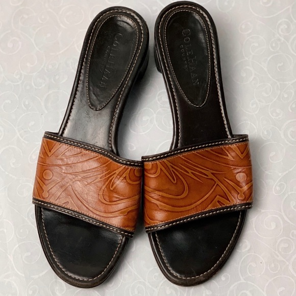 Cole Haan Shoes - Cole Haan Resort Leather Block Heel  Slide Sandals